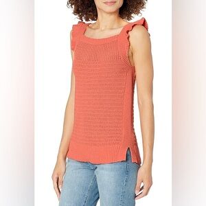 Ella Moss Coral Flames Sweater Ruffle Tank Top